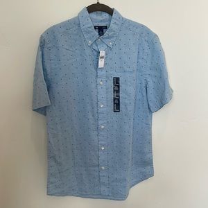 NEW Men’s Gap Size Small Tailored Fit Anchor Nautical Print Short Sleeve Shirt